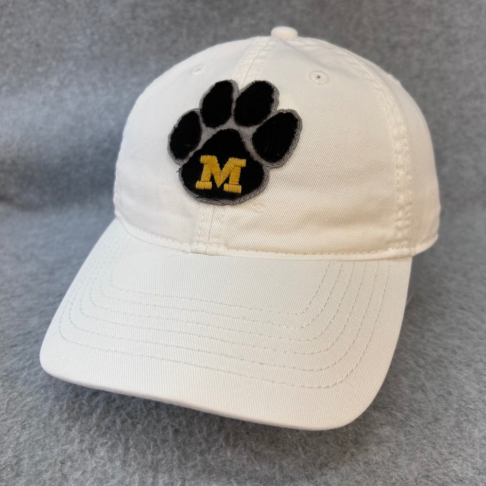 Paw Print M Logo Unisex White Legacy Baseball Cap Adjustable OSFM